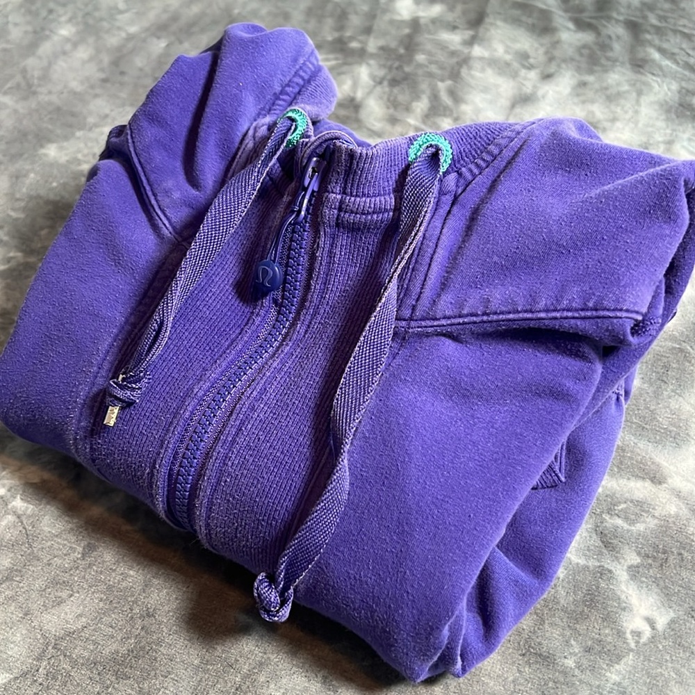 Lululemon Distressed Full Zip Hoodie, Thumb Holes, approximate size 8 - Picture 15 of 16